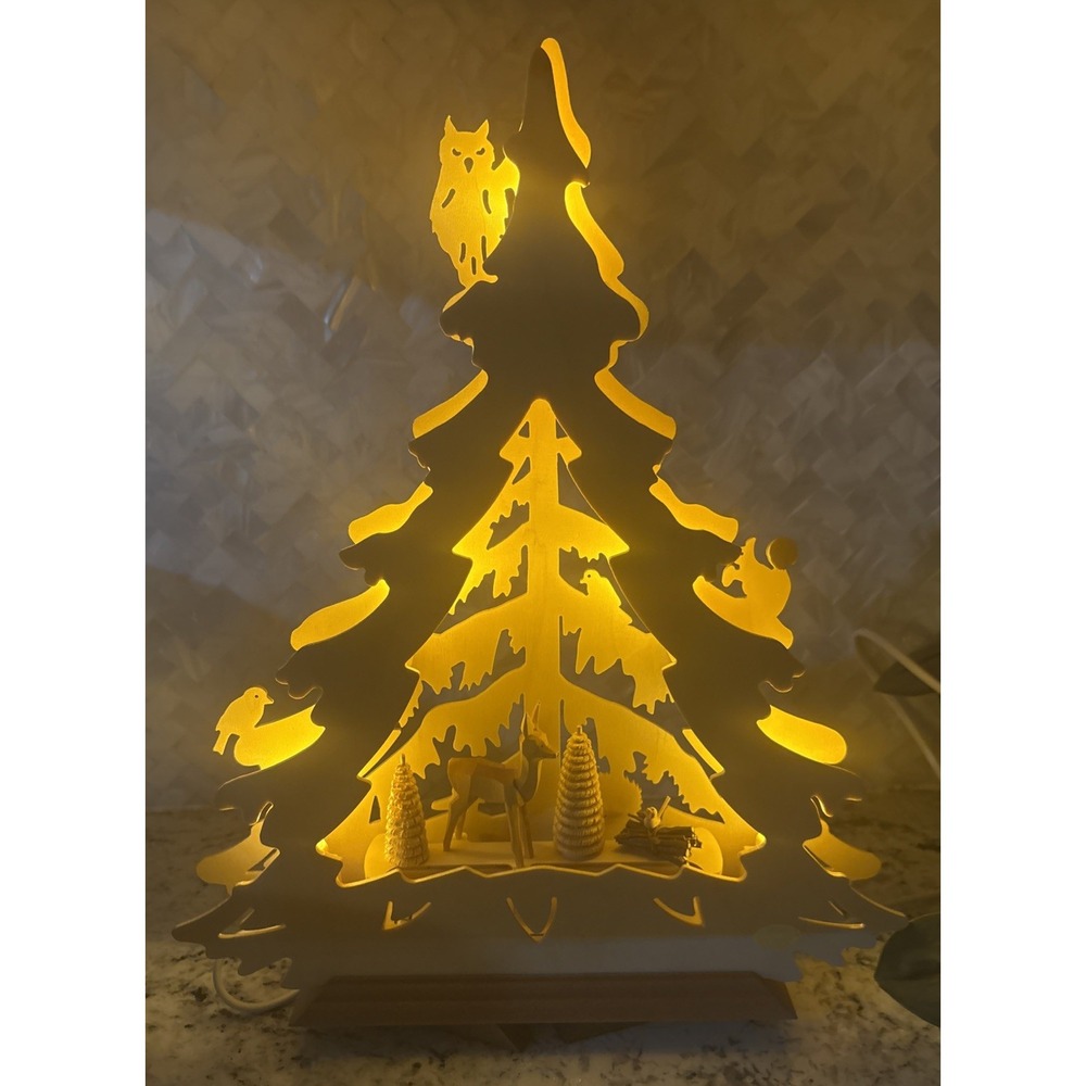 Erzgebirgische 3-D Candle Christmas Tree Forest Deer Owl Limited 202/451 Santa